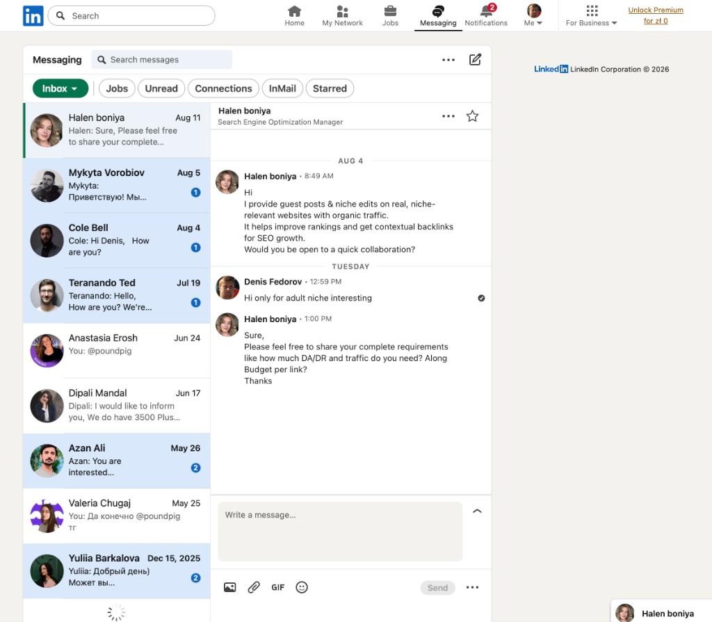 LinkedIn messaging